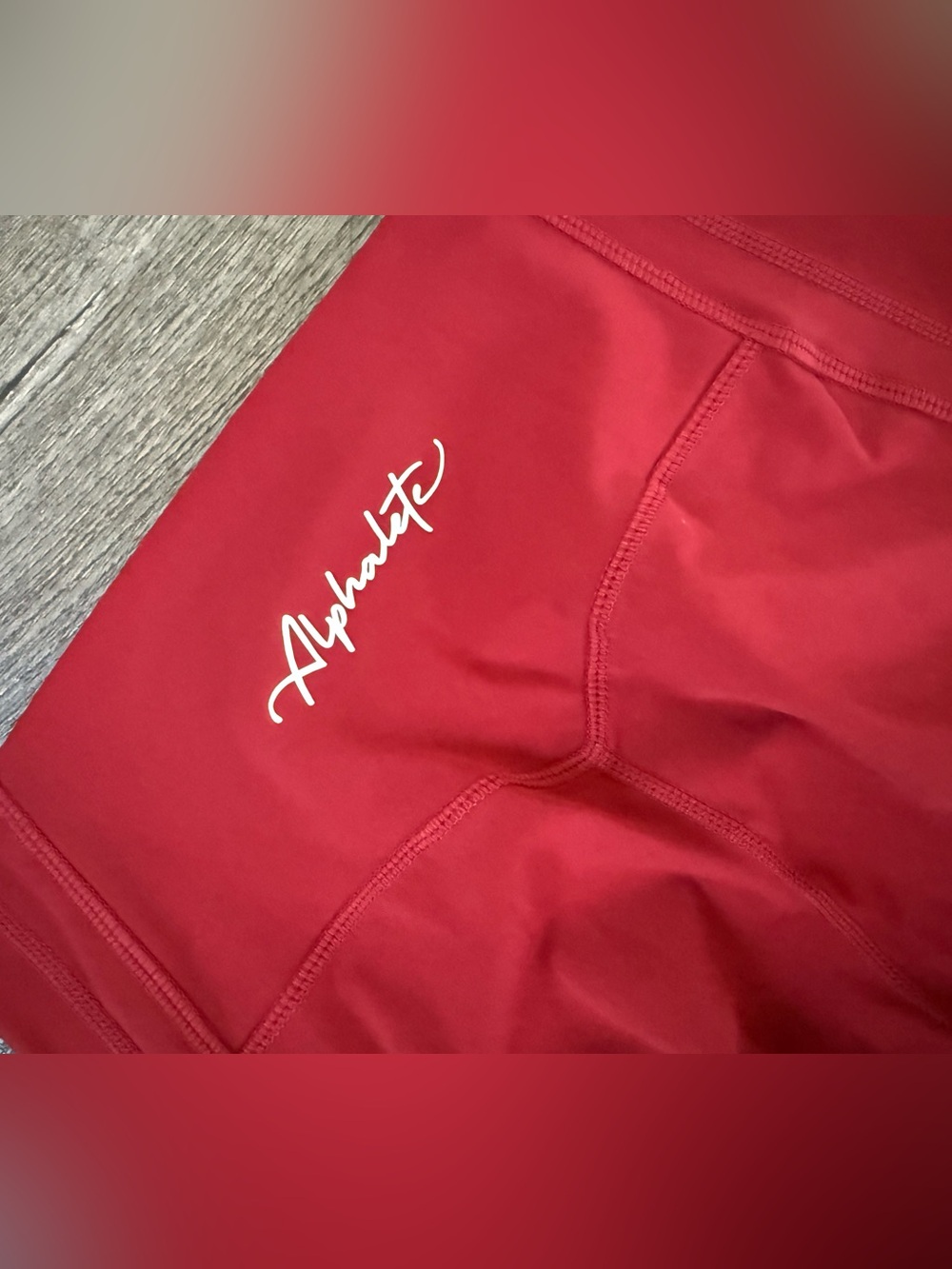 Alphalete Red Script-Logo Performance Leggings